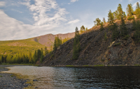 ... деревья, сопки и река ...