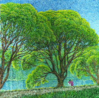 над озерком. акрил